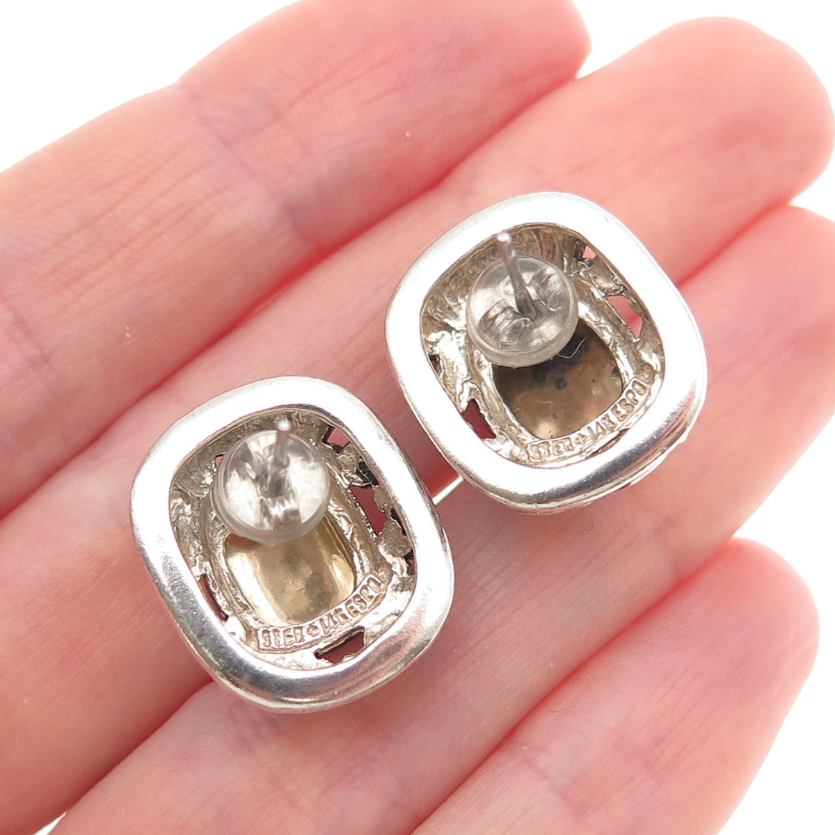 ESPO Joseph Esposito 925 Sterling Silver 14K Gold Vintage Modernist Earrings
