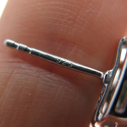 925 Sterling Silver Real Cushion & Pear-Cut Emerald Teardrop Dangle Earrings