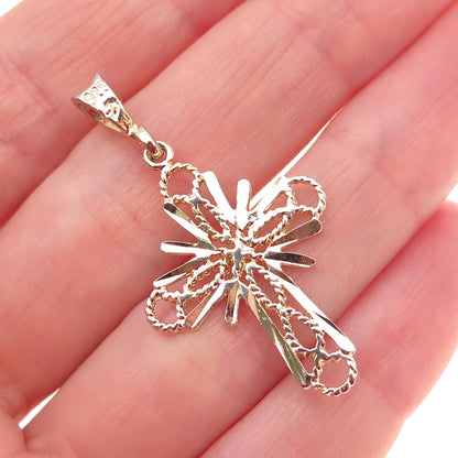925 Sterling Silver Gold Plated Cross Charm Pendant