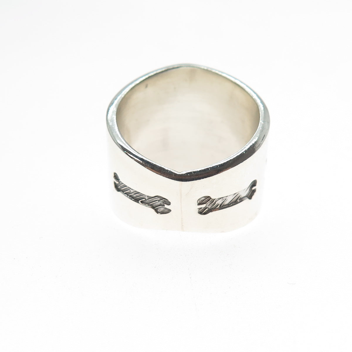 925 Sterling Silver Vintage Santa Muerte Oxidized Ring Size 7.25