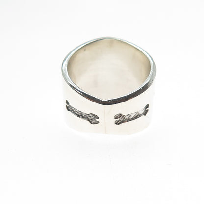 925 Sterling Silver Vintage Santa Muerte Oxidized Ring Size 7.25