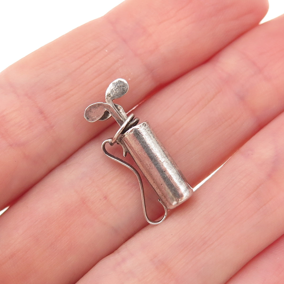 925 Sterling Silver Antique Art Deco Mexico Gold Club Oxidized 3D Charm Pendant