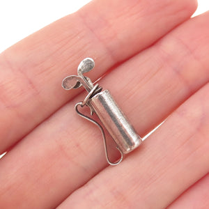 925 Sterling Silver Antique Art Deco Mexico Gold Club Oxidized 3D Charm Pendant