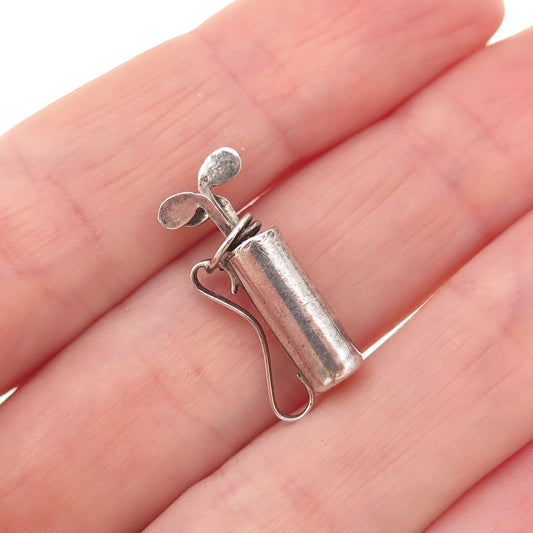 925 Sterling Silver Antique Art Deco Mexico Gold Club Oxidized 3D Charm Pendant