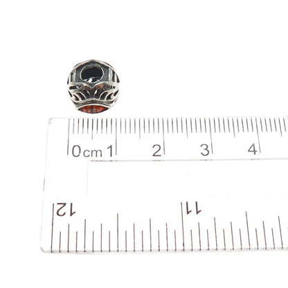 CHAMILIA 925 Sterling Silver Marquise-Cut Orange Crystal Slide Bead Charm