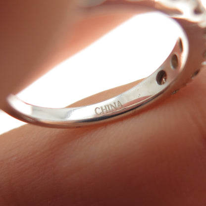 925 Sterling Silver Real Round-Cut Cognac Diamond Half Eternity Ring Size 5.25