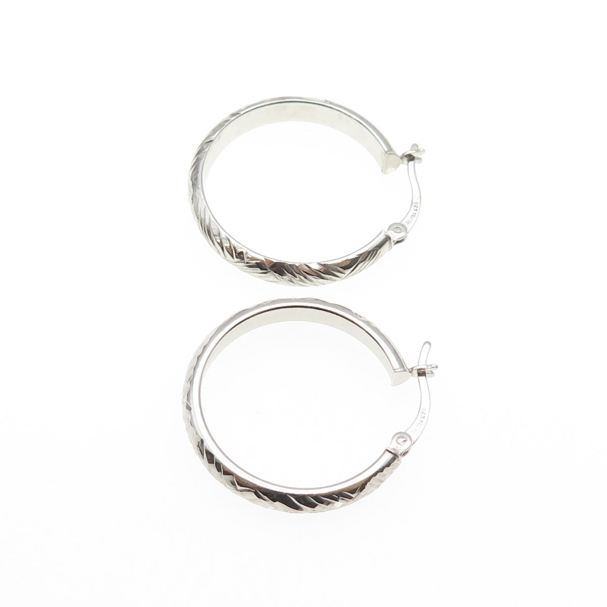 925 Sterling Silver Engraved Hoop Earrings