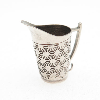 925 Sterling Silver Antique China Pitcher Oxidized 3D Mini Charm Pendant
