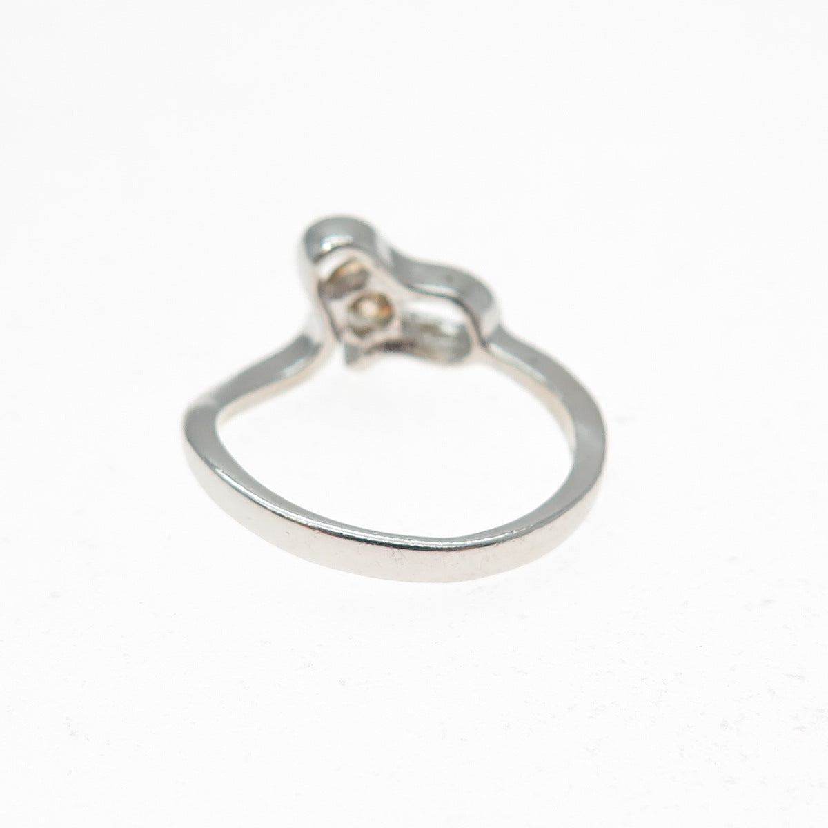 925 Sterling Silver Round-Cut Champagne C Z Modernist Heart Ring Size 7