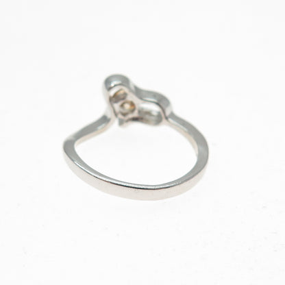 925 Sterling Silver Round-Cut Champagne C Z Modernist Heart Ring Size 7