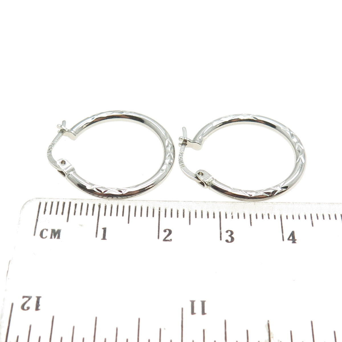 925 Sterling Silver Engraved Hinged Hoop Earrings