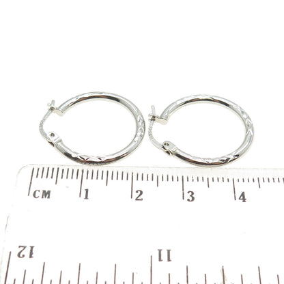 925 Sterling Silver Engraved Hinged Hoop Earrings