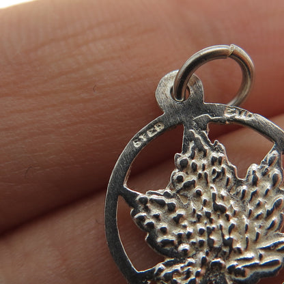 925 Sterling Silver Vintage EVP Maple Leaf Minimalist Charm Pendant
