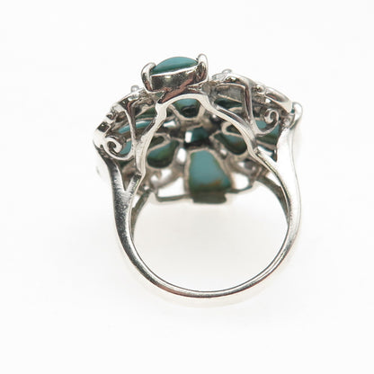 CFJ Collins Fine Jewelry 925 Sterling Silver Vintage Real Turquoise Ring Size 7