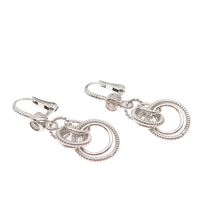Judith Ripka 925 Sterling Silver C Z Interlocked Circle Dangle Earrings