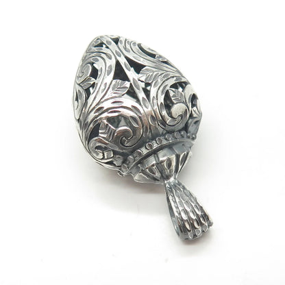 925 Sterling Silver Vintage Ornate 3D Pendant