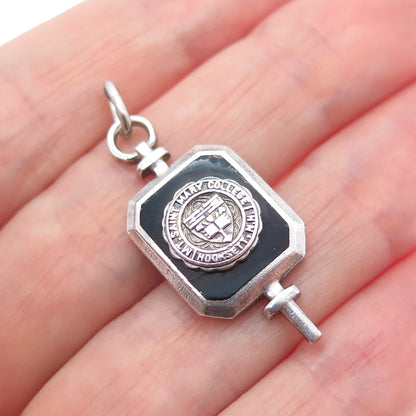 COLLEGE SEAL & CREST 925 Sterling Vintage Real Onyx Mt. St. Mary College Pendant