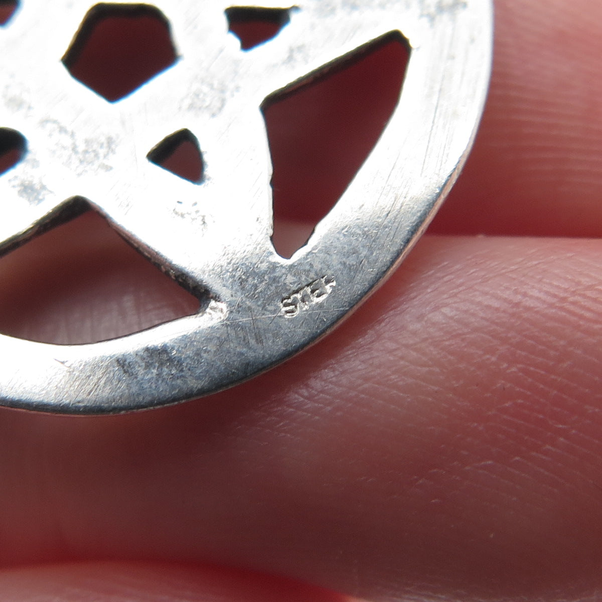 925 Sterling Silver Vintage Pentagram Oxidized Charm Pendant