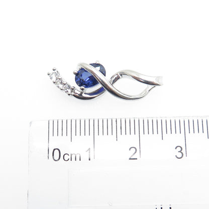 925 Sterling Silver Lab-Created Sapphire & White Topaz Twisted Pendant