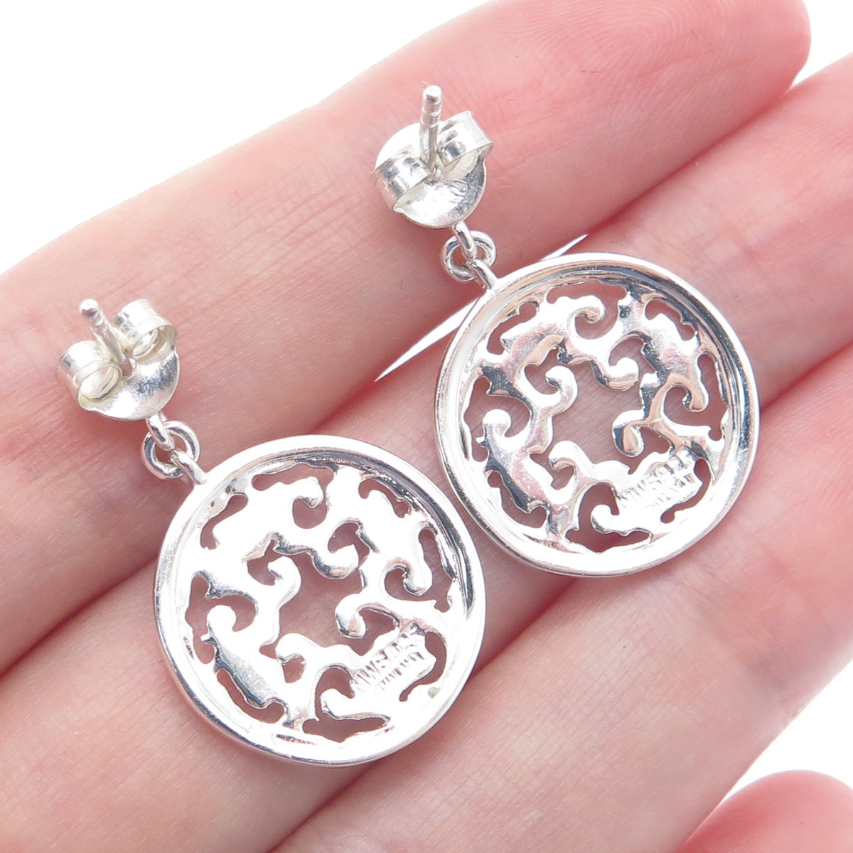 MWS Mark Wasserman Samara 925 Sterling Silver Vintage Ornate Dangle Earrings