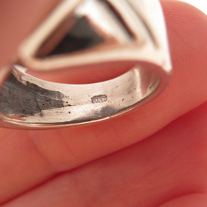 925 Sterling Silver Vintage Lab-Created Multi-Sapphire Modernist Ring Size 6.5