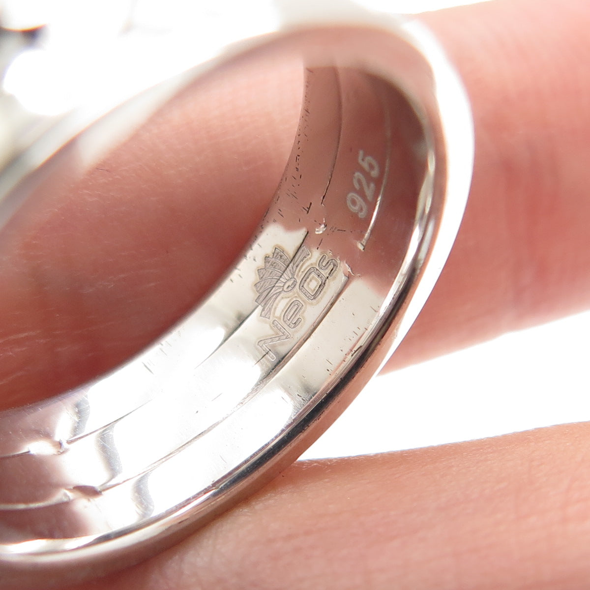 NEOS 925 Sterling Silver Textured Sewing Stitches Band Ring Size 8.75
