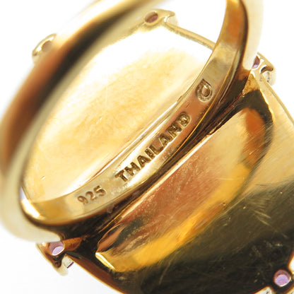 DASAN INC 925 Sterling Silver Gold Plated Real Opal Inlay & Amethyst Ring Size 5