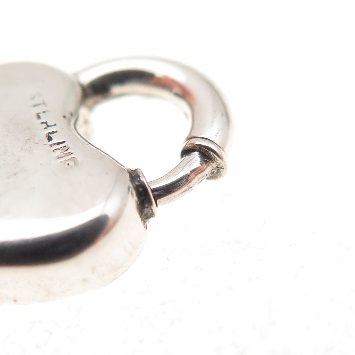 925 Sterling Antique Art Deco Heart Padlock Spring Ring Clasp Charm Pendant