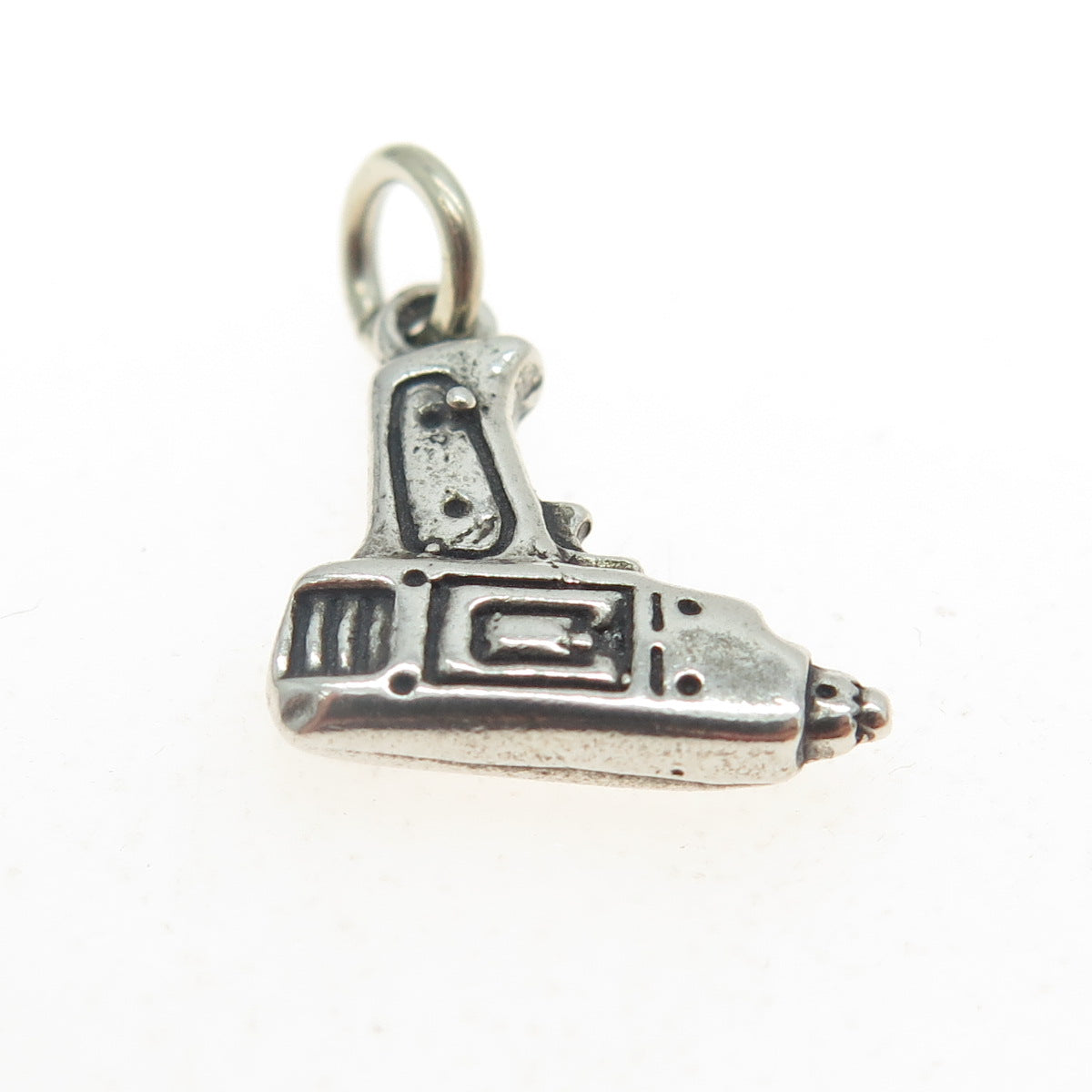 SUN WEST 925 Sterling Silver Vintage Power Drill Electric Tool 3D Charm Pendant