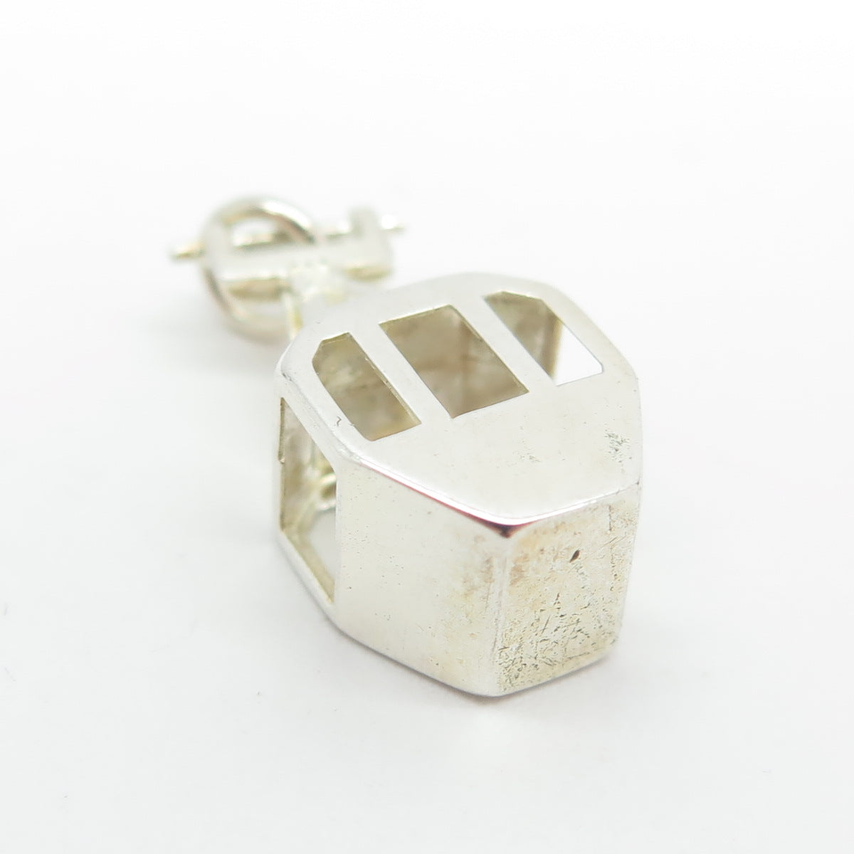 800 Silver Vintage Gondola / Cable Car Minimalist 3D Charm Pendant