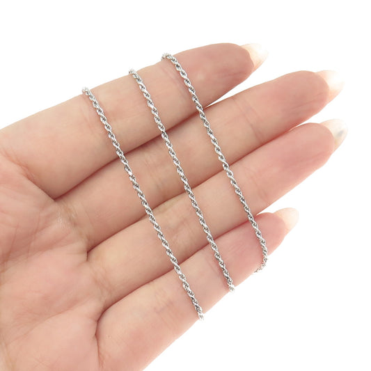 925 Sterling Silver Italy Twisted Rope Chain Necklace 20"