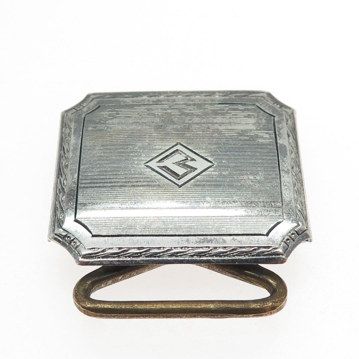 DUNN BROS 925 Sterling Silver Antique Art Deco Letter M Monogram Belt Buckle