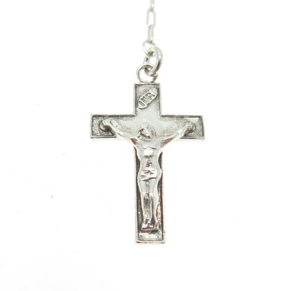 925 Sterling Silver Vintage Crucifix Cross Religious Rosary Chain