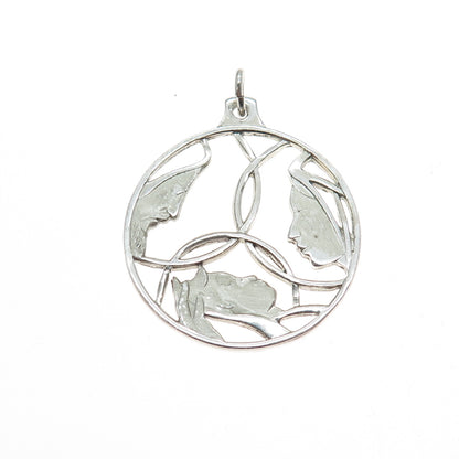 CREED 925 Sterling Silver Vintage Jesus St. Mary St. Joseph Religious Pendant