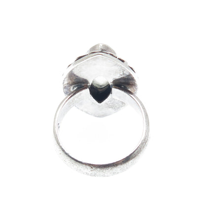 DOUG PAULUS 925 Sterling Silver Vintage Real Moonstone Spiral Ring Size 7.25