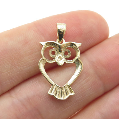 14K Yellow Gold Wise Owl Minimalist Charm Pendant