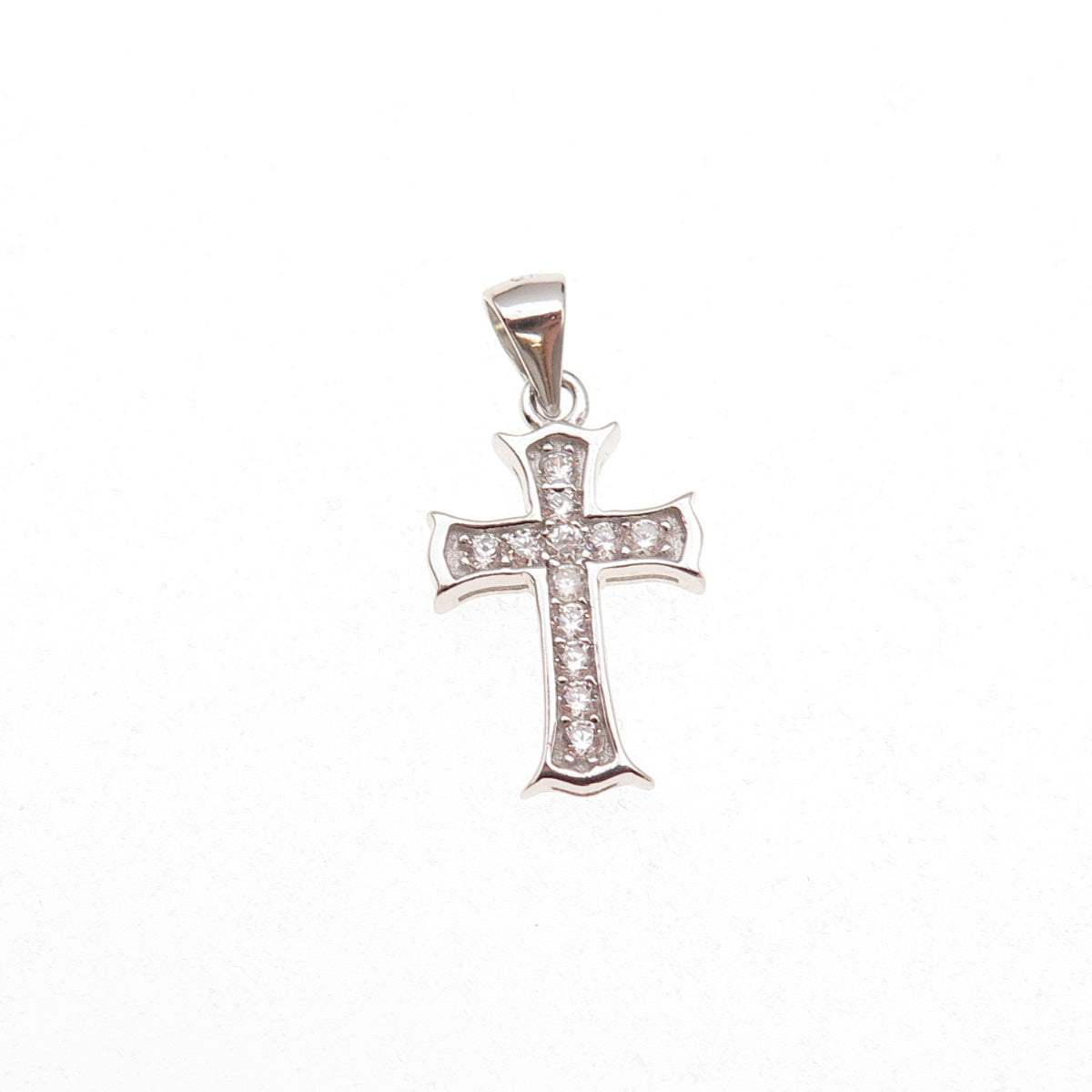925 Sterling Silver Round-Cut C Z Cross Charm Pendant