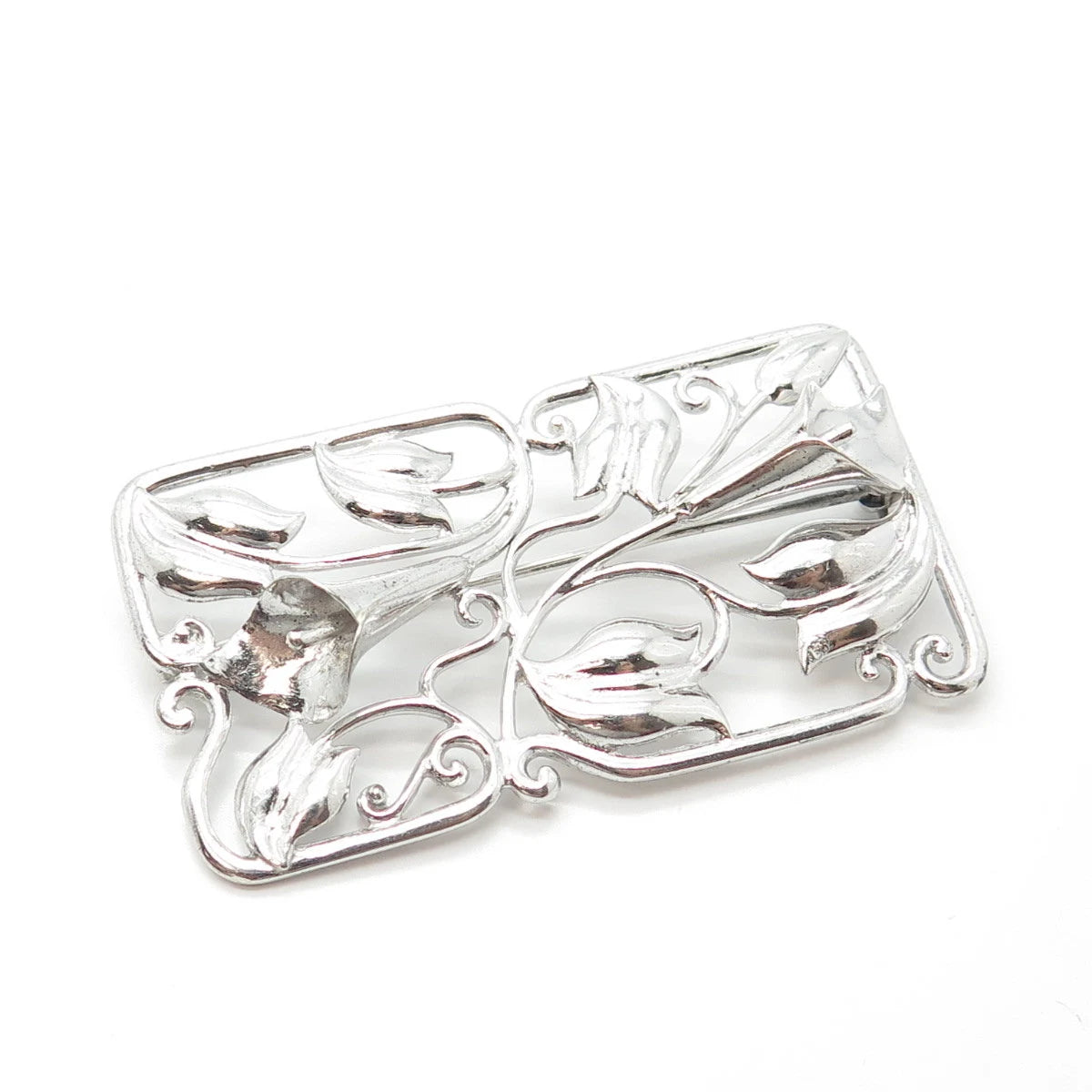925 Sterling Silver Vintage Bond Boyd Lily Floral Pin Brooch