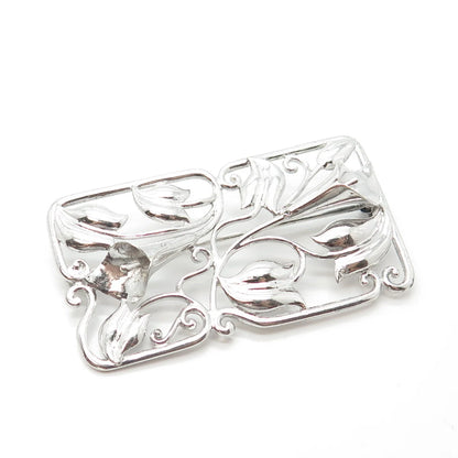 925 Sterling Silver Vintage Bond Boyd Lily Floral Pin Brooch