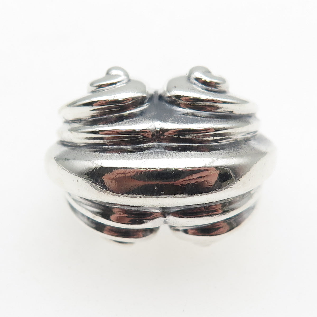 925 Sterling Silver Vintage Modernist Ribbed Oxidized Statement Ring Size 6