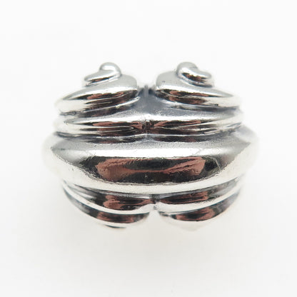 925 Sterling Silver Vintage Modernist Ribbed Oxidized Statement Ring Size 6