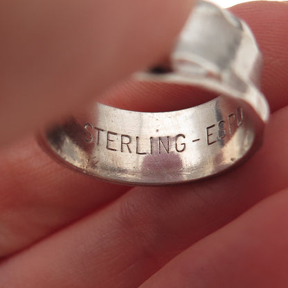Joseph Esposito Sterling Silver Vintage Modernist Oxidized Band Ring Size 7.5