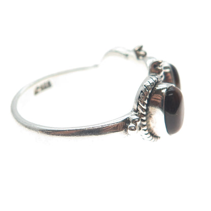 DOUG PAULUS 925 Sterling Silver Vintage Real Tiger Eye Beaded Ring Size 10.25