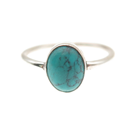 Old Pawn Sterling Silver Vintage Southwestern Kingman Turquoise Ring Size 7.5