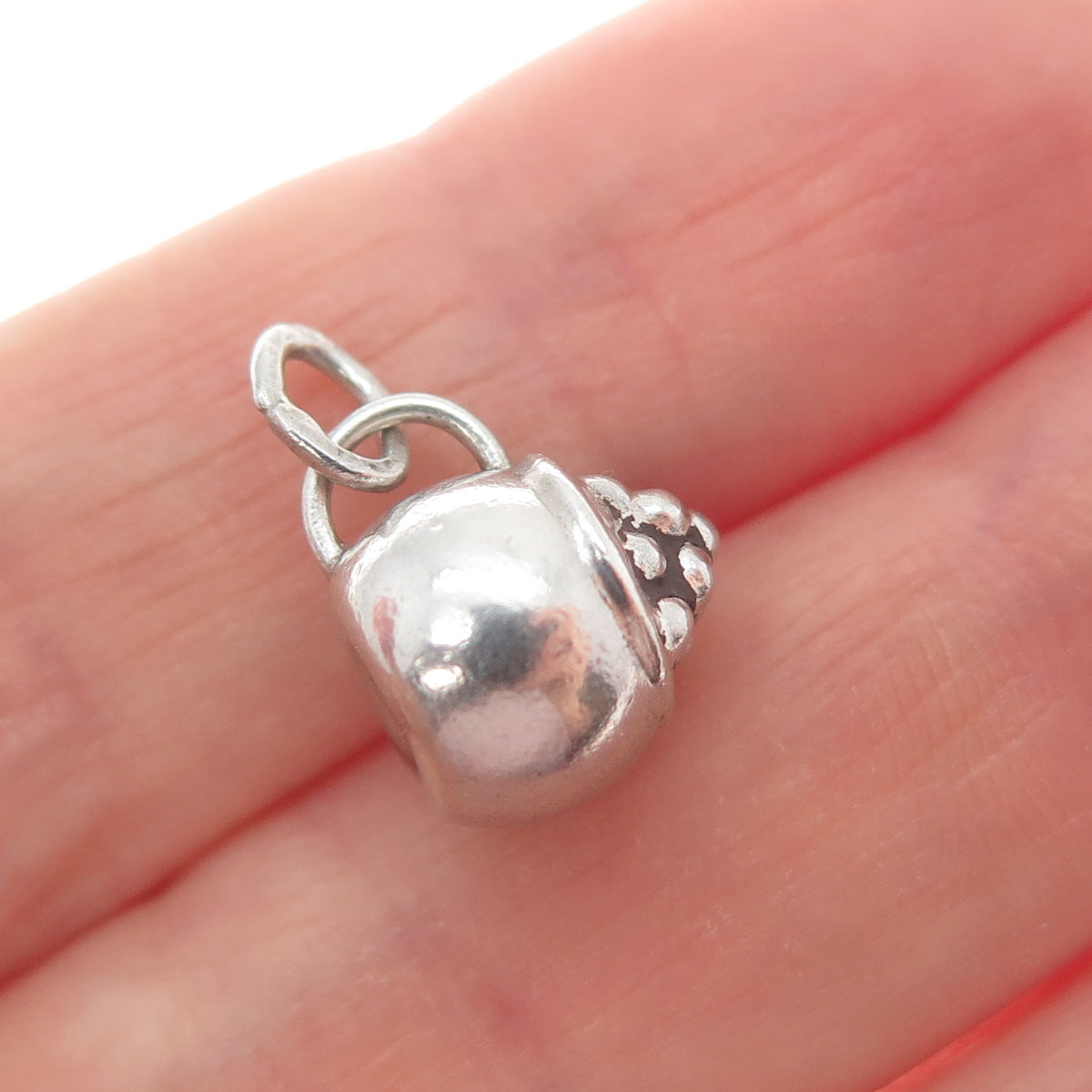 925 Sterling Silver Vintage Fruit Cup Minimalist 3D Charm Pendant