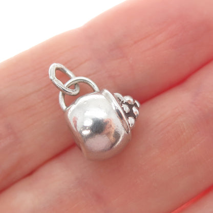 925 Sterling Silver Vintage Fruit Cup Minimalist 3D Charm Pendant