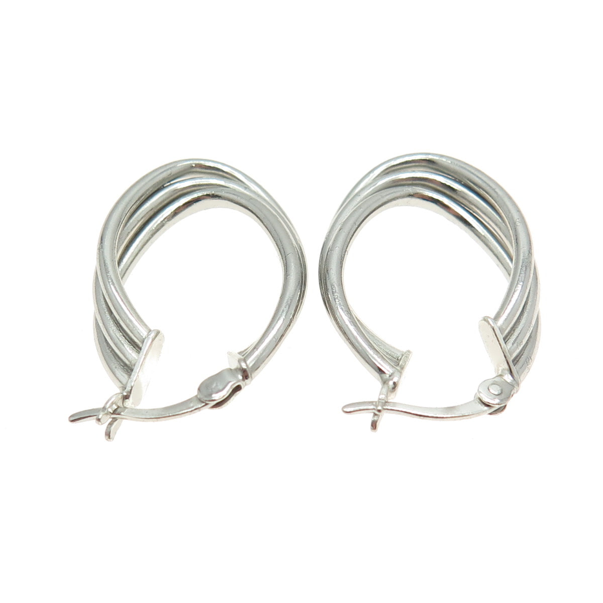 HAN 925 Sterling Silver Multi-Row Twisted Hoop Earrings