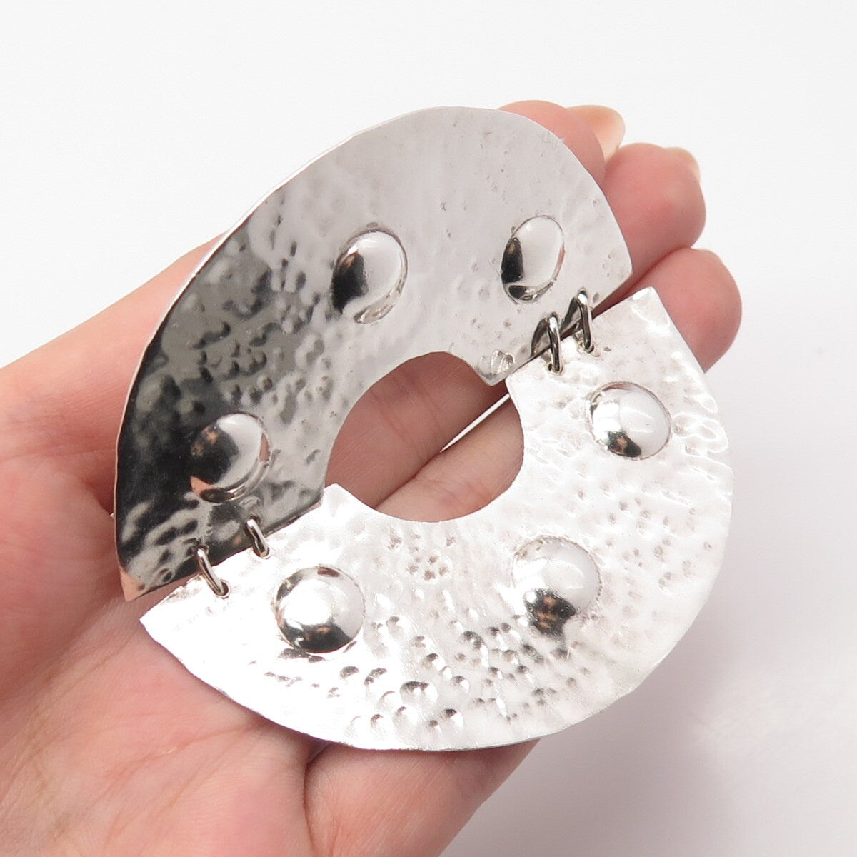 925 Sterling Silver Vintage Mexico Modernist Large Pin Brooch
