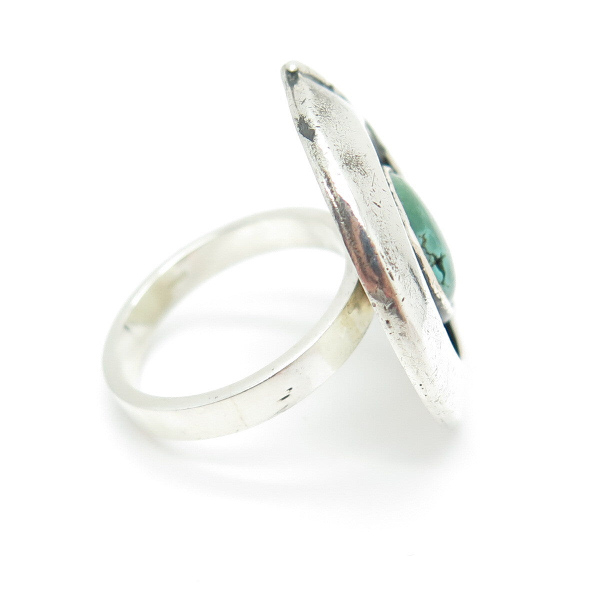 Old Pawn 925 Sterling Silver Vintage Royston Turquoise Feather Ring Size 5.5