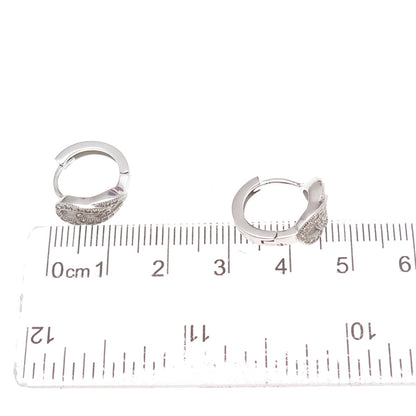 925 Sterling Silver Round-Cut C Z Interlocked Hoop Earrings